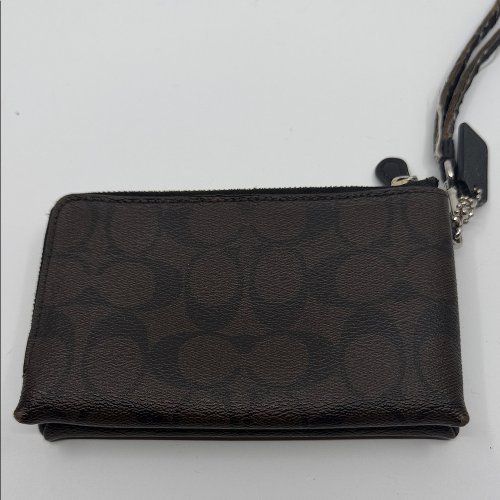 Coach Signature Brown Wristlet - Picture 2 of 5